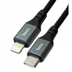 Кабель Type-C - Lightning, Hoco X86, 1 м, 3А, PD 20W, силіконовий, чорний