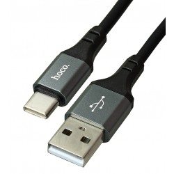 Кабель USB - Type-C 1, Hoco X86, 1 м, 3А, силіконовий, чорний