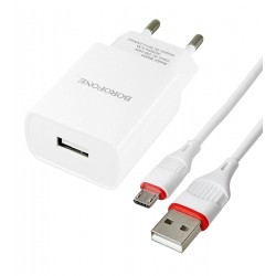 Зарядное устройство Borofone BA20A 1USB, 2,1A + кабель USB - Micro-USB, белый Зарядное устройство Borofone BA20A 1USB, 2,1A + кабель USB - Micro-USB, белый
