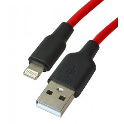 Кабель Lightning - USB, Hoco X21, 1 м, 2.4 А, харчовий силікон, надм’який, чорно-червоний
