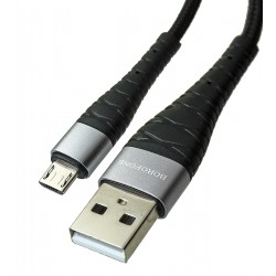 Кабель Micro - USB - USB, Borofone BX32, 1 м, 2,4А, в тканевой оплетке, черный