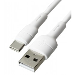 Кабель Type-C - USB, Borofone BX30, 1 м, 3А, силиконовый, белый