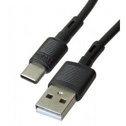 Кабель Type-C - USB, Hoco X83, 1 м, 3А, силиконновый, черный Кабель Type-C - USB, Hoco X83, 1 м, 3А, силиконновый, черный