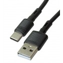 Кабель Type-C - USB, Hoco X83, 1 м, 3А, силиконновый, черный