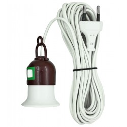 Патрон Е27 с выключателем + провод 5м Белый