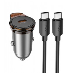 Автомобильное зарядное устройство Hoco NZ16, Type-C PD30W, c кабелем Type-C - Type-C, черный Автомобильное зарядное устройство Hoco NZ16, Type-C PD30W, c кабелем Type-C - Type-C, черный
