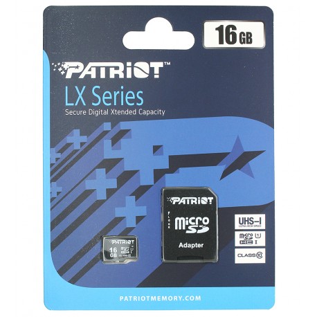 Карта памяти 16 Gb microSDHC Patriot LX Class 10 UHS-1 (PSF16GMCSDHC10)