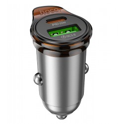 Автомобильное зарядное устройство Hoco NZ16A, Type-C PD25W+USB QC3.0, metal grey Автомобильное зарядное устройство Hoco NZ16A, Type-C PD25W+USB QC3.0, metal grey