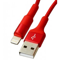 Кабель Lightning - USB, Hoco X26, круглый, 1 метр, в тканевой оплетке, red