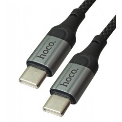 Кабель Type-C - Type-C, Hoco X102, 1 м, PD 60W, 3А, в тканевой оплетке, черный