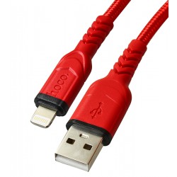 Кабель Lightning - USB, Hoco X59, в тканевой оплетке, 1 метр, 2,4А, красный