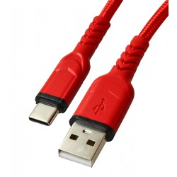 Кабель Type-C - USB, Hoco X59, в тканевой оплетке, 1 метр, 3А, красный