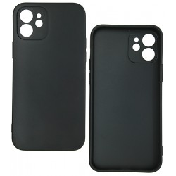 Чехол для iPhone 12 / 12 Pro, Joy (Black matt), матовый силикон, черный, УЦЕНКА! вырез камер смещен