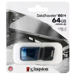Флешка Type-C 64Gb, Kingston DataTraveler DT 80M, USB3.2, DT80M/64Gb, black/blue Флешка Type-C 64Gb, Kingston DataTraveler DT 80M, USB3.2, DT80M/64Gb, black/blue