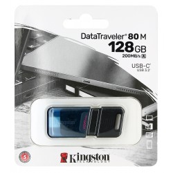 Флешка Type-C 128Gb, Kingston DataTraveler DT 80M, USB3.2, DT80M/128Gb, black/blue Флешка Type-C 128Gb, Kingston DataTraveler DT 80M, USB3.2, DT80M/128Gb, black/blue