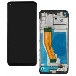 Дисплей для Samsung A115 Galaxy A11, M115 Galaxy M11, черный, с рамкой, оригинал (переклеенное стекло), мутное окошко фронтальной камеры Дисплей для Samsung A115 Galaxy A11, M115 Galaxy M11, черный, с рамкой, оригинал (переклеенное стекло), мутное окошко фронтальной камеры