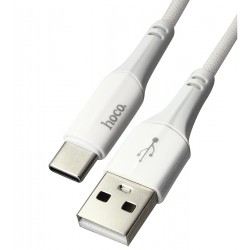 Кабель Type-C - USB, Hoco X70, в тканевой оплетке, 1 метр, 3А, белый