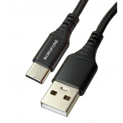 Кабель Type-C - USB, Borofone BX54, в тканевой оплетке, 1 метр, 2,4А, черный