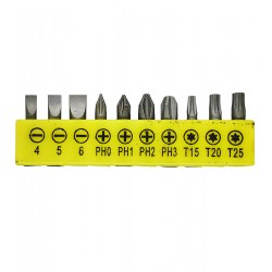 Набор 10 шт бит отверточных 1/4"в холдере Набор 10 шт бит отверточных 1/4"в холдере