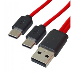 Кабель Type-C+Type-C - USB, 2в1,Soshine, 1 метр, 2А, черный