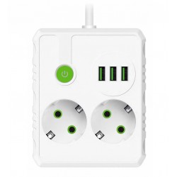 Мережевий подовжувач UA Power F13U 2 розетки + 3USB, 4м (Білий) Мережевий подовжувач UA Power F13U 2 розетки + 3USB, 4м (Білий)