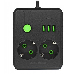 Мережевий подовжувач UA Power F13U 2 розетки + 3USB, 6м (чорний) Мережевий подовжувач UA Power F13U 2 розетки + 3USB, 6м (чорний)