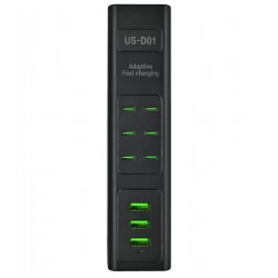 Мережевий подовжувач US-D01 28W 6PD + 3USB 5.6A від розетки 110-265V (1м) (Чорний) Мережевий подовжувач US-D01 28W 6PD + 3USB 5.6A від розетки 110-265V (1м) (Чорний)
