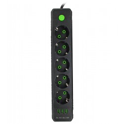 Сетевой удлинитель UA Power F45U 5 розеток + 3USB, 6м (черный) Сетевой удлинитель UA Power F45U 5 розеток + 3USB, 6м (черный)