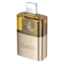 Переходник Hoco UA36 Lightning на USB2.0 (F) золотой