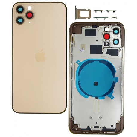Корпус для iPhone 11 Pro Max, золотистый, с держателем SIM-карты, с боковыми кнопками Корпус для iPhone 11 Pro Max, золотистый, с держателем SIM-карты, с боковыми кнопками