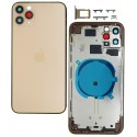 Корпус для iPhone 11 Pro Max, золотистий, з тримачем SIM-карти, з бічними кнопками
