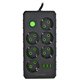 Мережевий подовжувач UA Power F17U 6 розеток + 3USB, 2м (Чорний)