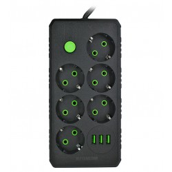 Мережевий подовжувач UA Power F17U 6 розеток + 3USB, 6м (Чорний) Мережевий подовжувач UA Power F17U 6 розеток + 3USB, 6м (Чорний)