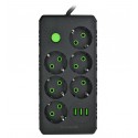 Мережевий подовжувач UA Power F17U 6 розеток + 3USB, 6м (Чорний)