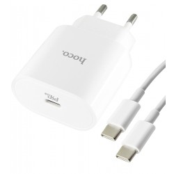 Зарядное устройство Hoco C94A Type-C PD 20W + кабель Type-C - Type-C, белый