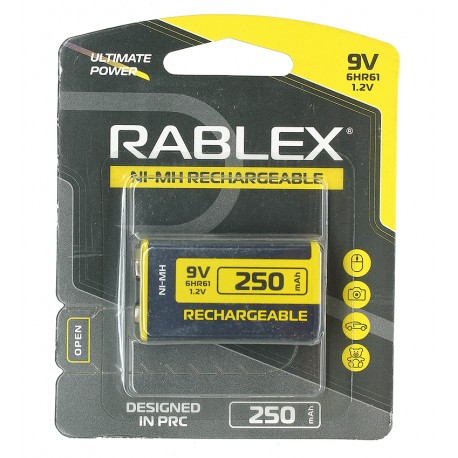Аккумулятор Крона Rablex 6HR61, 9в, 250mAh