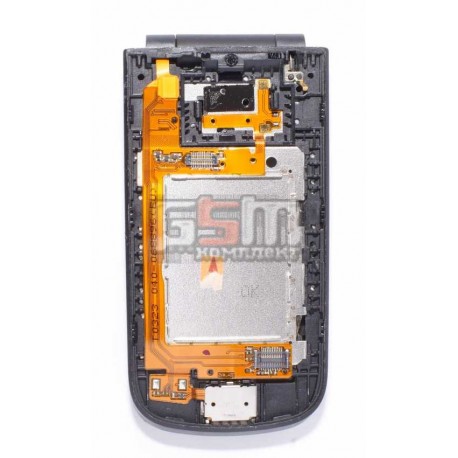 Средняя часть корпуса для Nokia 2720f, черный, полная, верхний + нижний флип, с шлейфом, с повортным механизмом