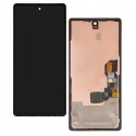 Дисплей для Google Pixel 6a, чорний, з рамкою, оригінал (переклеєне скло), GX7AS, GB62Z, G1AZG