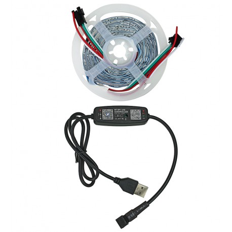 Светодиодная лента LED WS2812 RGB 5м 90Led / 5V USB + Bluetooth-контроллер Светодиодная лента LED WS2812 RGB 5м 90Led / 5V USB + Bluetooth-контроллер