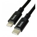 Кабель Type-C - Lightning, Hoco X14 DS, PD20W, в тканевой оплетке, 2 метр, черный