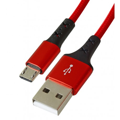 Кабель Micro-USB - USB, Borofone BX20, 1 м, 2,4А, в тканевой оплетке, красный