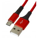 Кабель Micro-USB - USB, Borofone BX20, 1 м, 2,4А, в тканевой оплетке, красный
