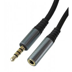 Кабель AUX (Jack 3.5 to Jack 3.5 (F)) Hoco UPA20, 2м, сріблястий Кабель AUX (Jack 3.5 to Jack 3.5 (F)) Hoco UPA20, 2м, сріблястий