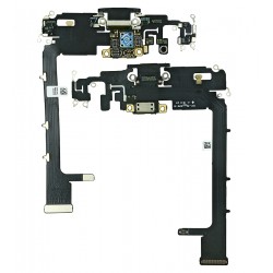 Шлейф iPhone 11 Pro Max, коннектора зарядки, коннектора навушників, сірий, з мікрофоном, Original (PRC)