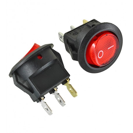 Переключатель клавишный KCD1-101N-8, 1 группа, 3pin, с подсв. ON-OFF круглый, красный Переключатель клавишный KCD1-101N-8, 1 группа, 3pin, с подсв. ON-OFF круглый, красный