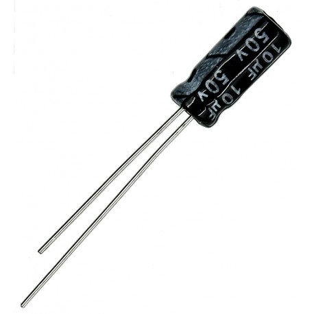 Конденсатор электролитический 10 uF 50 V, 105°C, d5*h11 (CHONG) Конденсатор электролитический 10 uF 50 V, 105°C, d5*h11 (CHONG)