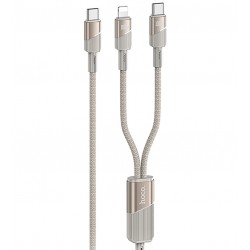 Кабель Type-C - Type-C/Lightning, Hoco U139, разветвитель Type-C, 100W/PD, 1,2 метр