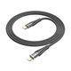 Кабель Type-C - Lightning, Hoco U121, 1,2 м, 3А, PD 27W, с индикатором, в тканевой оплетке, черный