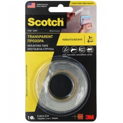 3M™ 0914F Монтажная двухсторонняя лента, VHB прозрачная 6мм х 2м, толщина 1мм