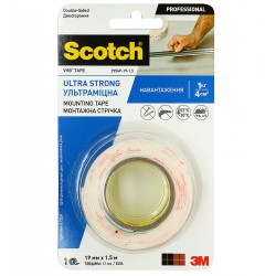 3M™ Монтажна двостороння стрічка VHB™ для складних поверхонь, товщина 1,1 мм, 19 мм х 1,5 м, біла